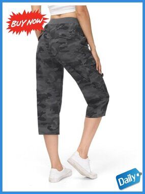Womens Cargo Capris Lightweight Hiking Pants 6 Pockets Quick Dry